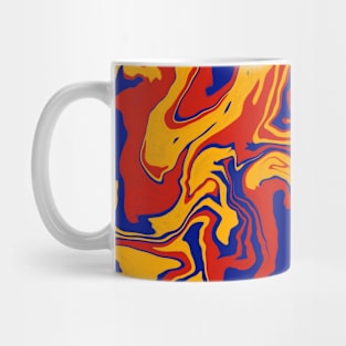 Shades of Bold Red Yellow Blue Aesthetic Marble Pattern Mug
